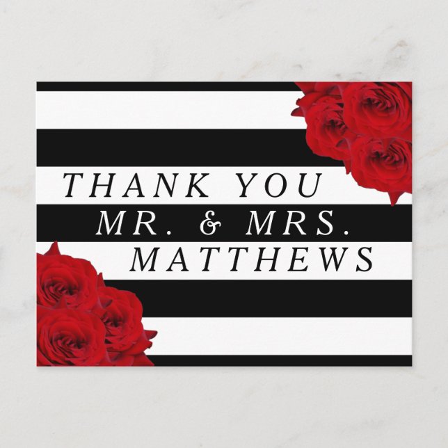The Chic Modern Luxe Wedding Collection- Red Roses Postcard (Front)