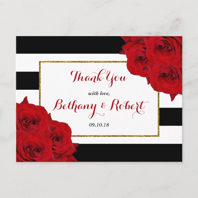 The Chic Modern Luxe Wedding Collection- Red Roses Postcard (Front)