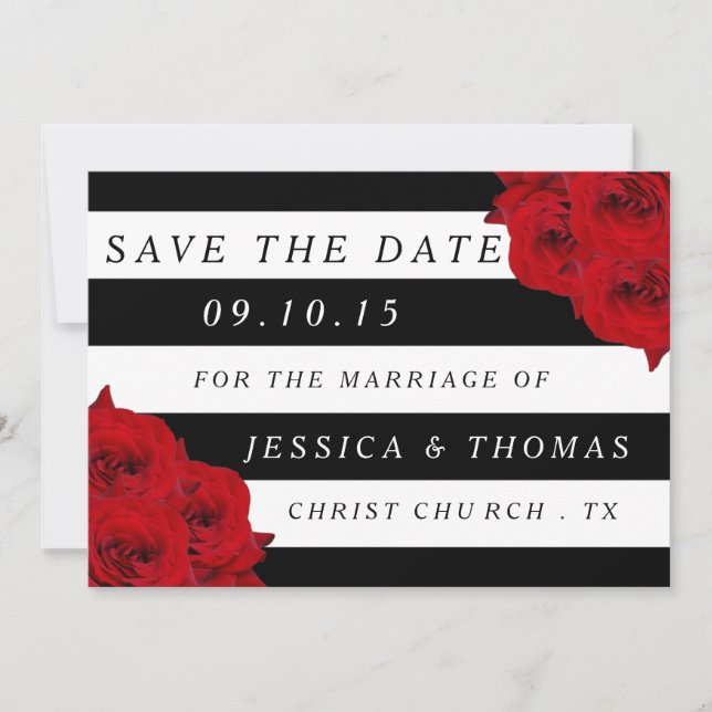 The Chic Modern Luxe Wedding Collection- Red Roses Save The Date (Front)