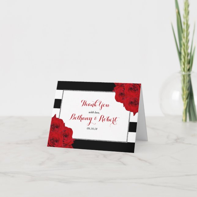 The Chic Modern Luxe Wedding Collection- Red Roses Thank You Card (Front)