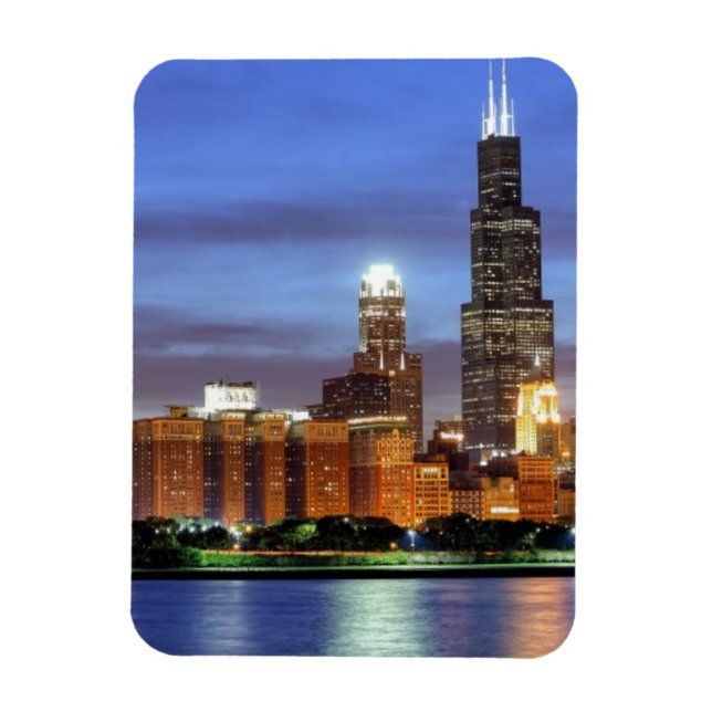 The Chicago skyline from the Adler Planetarium Magnet (Vertical)