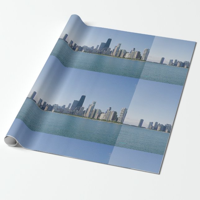 The Chicago Skyline Wrapping Paper (Unrolled)