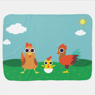 The Chicken Family at Daytime Baby Blanket