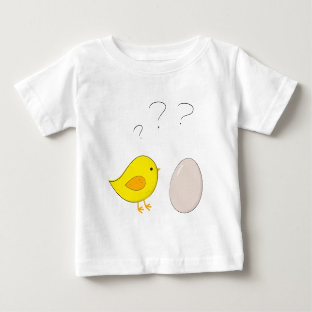 The chicken or the egg cute cartoon for easter baby T-Shirt (Front)