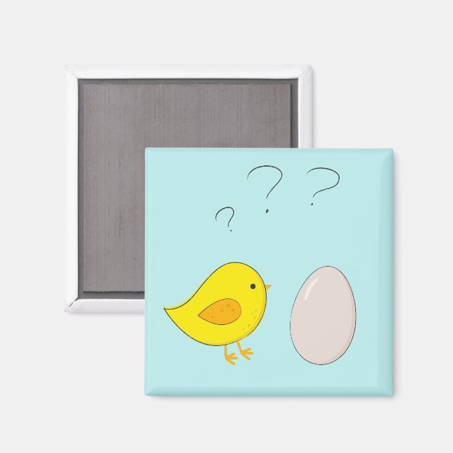 The chicken or the egg cute Easter cartoon Magnet (Front/Back)