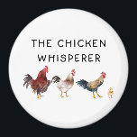 The Chicken Whisperer Funny Magnet<br><div class="desc">Funny magnet design for chicken lovers and farmers featuring watercolor illustration of chickens and a chick with a text that says "the chicken whisperer"</div>