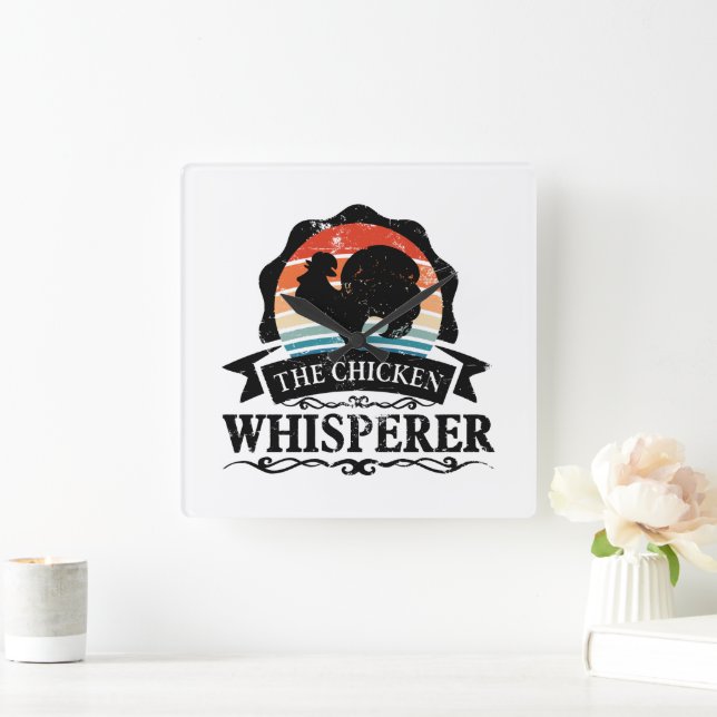 The Chicken Whisperer Funny Square Wall Clock (Home)