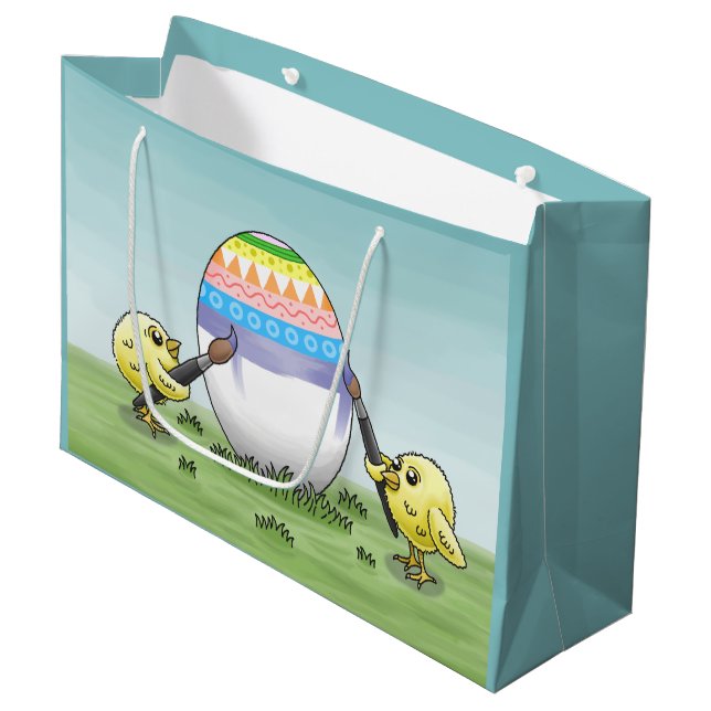 The chickens paint a beautiful Easter egg Large Gift Bag (Front Angled)