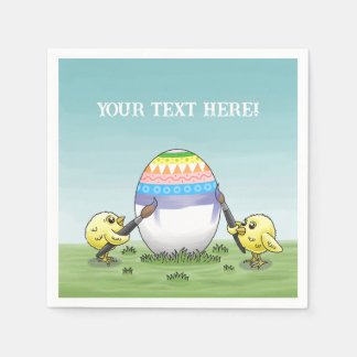 The chickens paint a colorful Easter egg Napkin