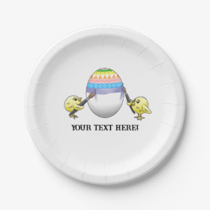 The chickens paint a colorful Easter egg Paper Plate