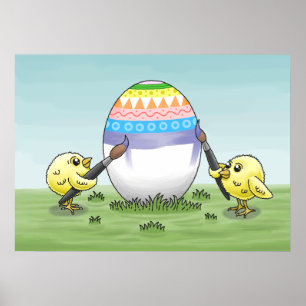 The chickens paint an Easter egg Poster