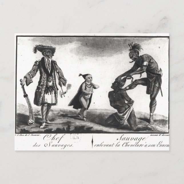 The Chief of the Savages Scalping his Enemy Postcard (Front)