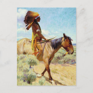 “The Chief” Western Art by W Herbert Dunton Postcard