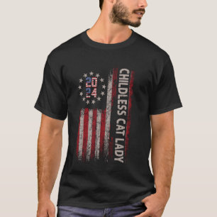 The Childless Cat Lady 2024 For President US Flag  T-Shirt