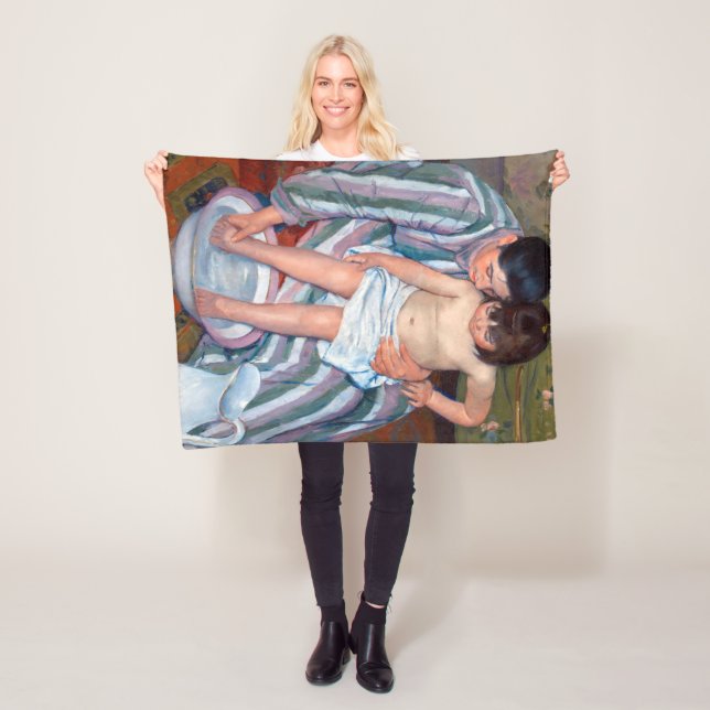 The Child's Bath, Mary Cassatt Fleece Blanket (In Situ)