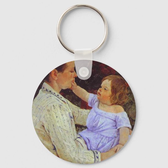 The Child's Caress. c. 1890, Mary Cassatt Key Ring (Front)