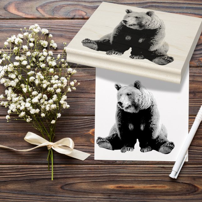 The Chill Brown Bear Stamp (Sit a spell. Stamp a vibe. - A Rustic Etched Design for Your Coziest Crafts)