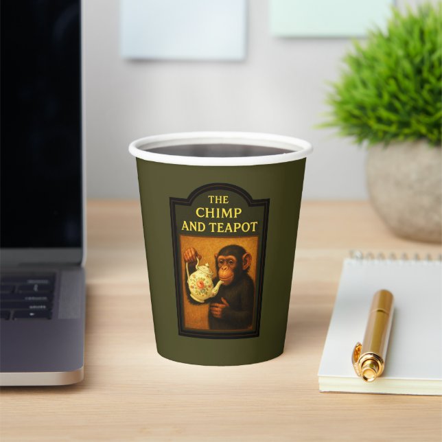 The Chimp And Teapot Pub Paper Cups (Insitu)