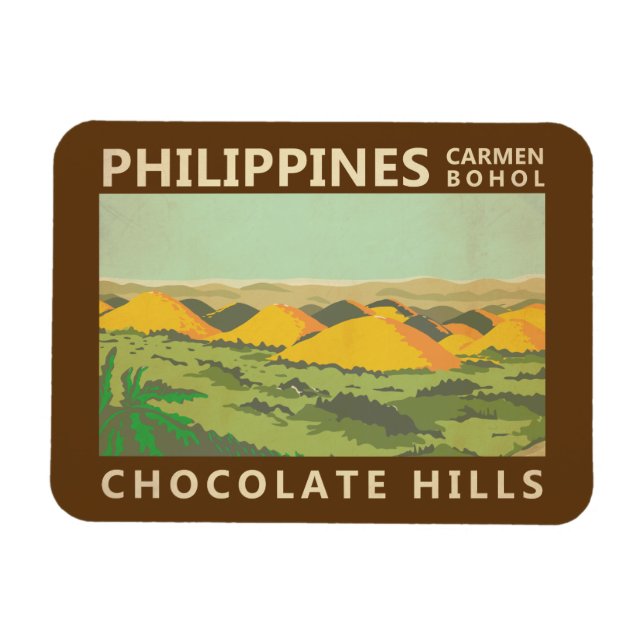 The Chocolate Hills Philippines Vintage  Magnet (Horizontal)