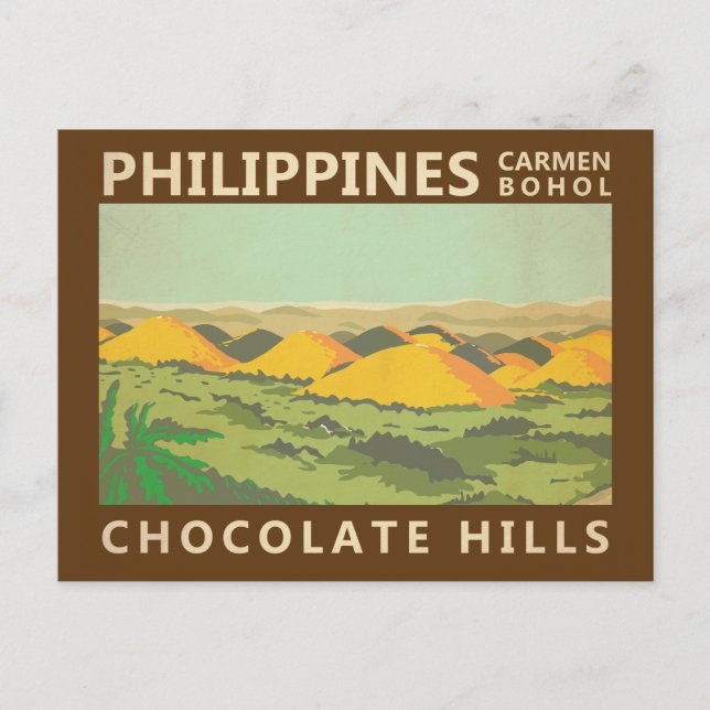 The Chocolate Hills Philippines Vintage Postcard (Front)