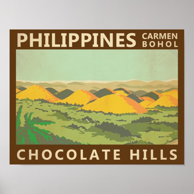 The Chocolate Hills Philippines Vintage  Poster (Front)