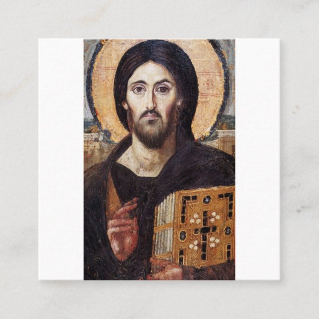 The Christ Pantocrator Of St Catherine’s Monastery Square Business Card (Front)