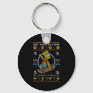 The Christmas Bart Don't Have A Cow Ugly Sweater  Key Ring