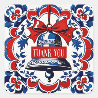 The Christmas Bell and the Mysterious Guest Square Sticker