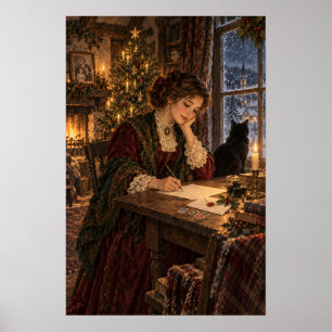The Christmas Letter Vintage Old World Christmas Poster