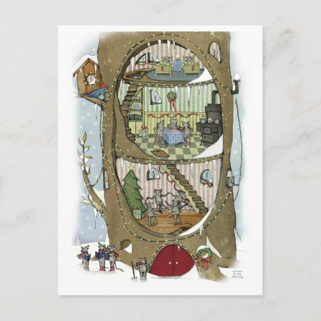 The Christmas Mouse Tree Postcard (Front)