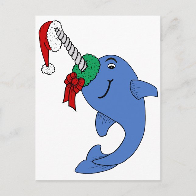 The Christmas Narwhal Holiday Postcard (Front)