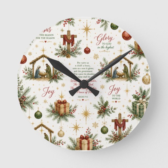 The Christmas Nativity | Remembering the Birth of  Round Clock (Front)