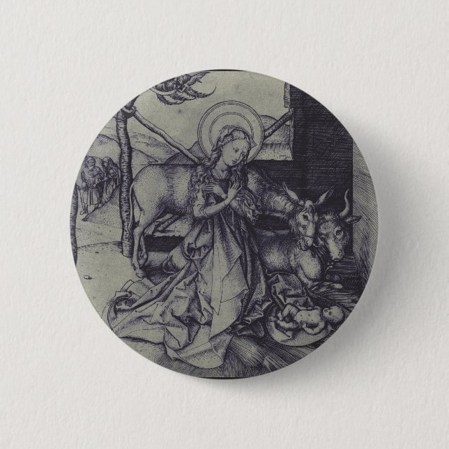 The Christmas Nativity Stark Ink Art 6 Cm Round Badge (Front)