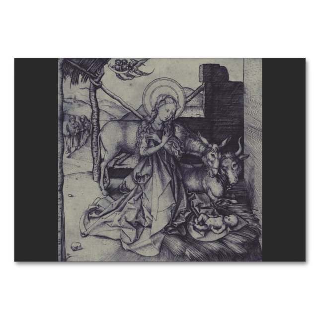 The Christmas Nativity Stark Ink Art Table Number (Front)