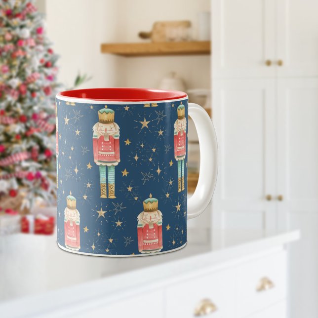 The Christmas Nutcracker Gold Starry Night Blue Two-Tone Coffee Mug (The Christmas Nutcracker Gold Starry Night Blue Two-Tone Coffee Mug)
