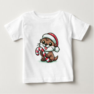 The Christmas Otter Cartoon Baby T-Shirt