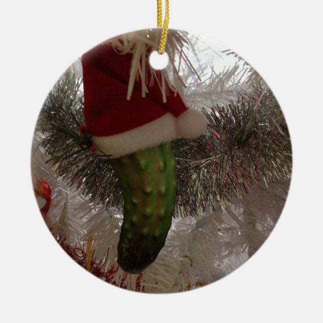 The Christmas Pickle Ceramic Tree Decoration (Front)