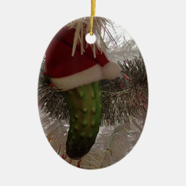 The Christmas Pickle Ceramic Tree Decoration (Front)