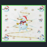 The Christmas Snowman - Wrapping Paper<br><div class="desc">This design features a white and blue snowflake,  a golden tree,  coloured snowflakes and lots of snowmen dressed for a cold Christmas season. A green border was added. This Christmas wrapping paper is available in assorted styles,  colours and sizes.</div>