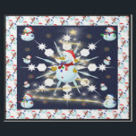 The Christmas Snowman - Wrapping Paper<br><div class="desc">This design features a white and blue snowflake, a golden tree, coloured snowflakes and lots of snowmen dressed for a cold Christmas season. A navy backround and navy border was added. A tiled snowman was added to the backdrop. This Christmas wrapping paper is available in assorted styles, colours and sizes....</div>