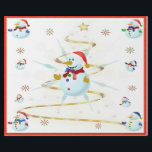 The Christmas Snowman - Wrapping Paper<br><div class="desc">This design features a white and blue snowflake,  a golden tree,  coloured snowflakes and lots of snowmen dressed for a cold Christmas season. A red border was added. This Christmas wrapping paper is available in assorted styles,  colours and sizes.</div>