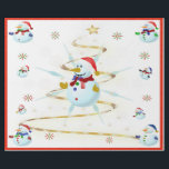 The Christmas Snowman - Wrapping Paper<br><div class="desc">This design features a white and blue snowflake,  a golden tree,  coloured snowflakes and lots of snowmen dressed for a cold Christmas season. A red border was added. This Christmas wrapping paper is available in assorted styles,  colours and sizes.</div>