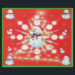 The Christmas Snowman - Wrapping Paper<br><div class="desc">This design features a white and blue snowflake,  a golden tree,  coloured snowflakes and lots of snowmen dressed for a cold Christmas season. A red backround and green border was added. This Christmas wrapping paper is available in assorted styles,  colours and sizes.</div>