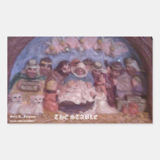 'THE CHRISTMAS STABLE" RECTANGULAR STICKER (Front)