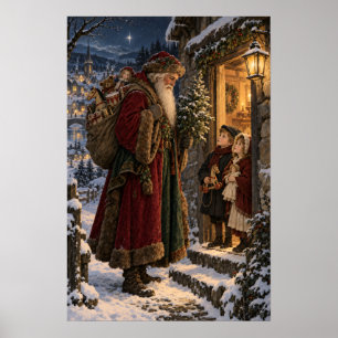 The Christmas Visitor Vintage Old World Christma Poster