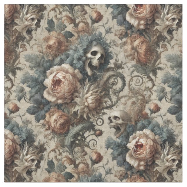 The Chthonic Ossuary – Gothic Classic Tile Fabric (Close Up)