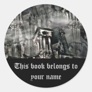 The church of illusions gothic fantasy book plate classic round sticker