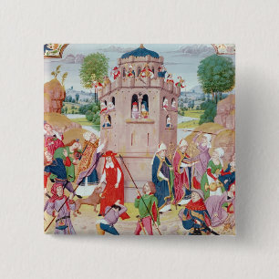 The Church under attack from heretics, Flemish 15 Cm Square Badge