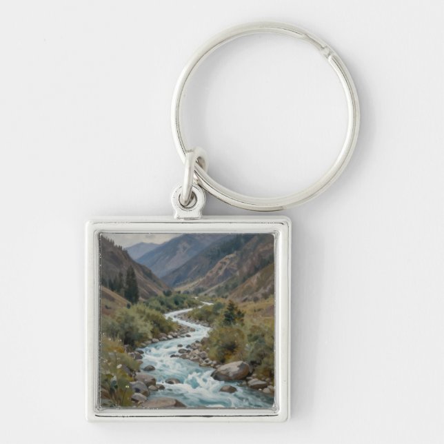 The Churning Current: A Glacial River Winding Key Ring (Front)