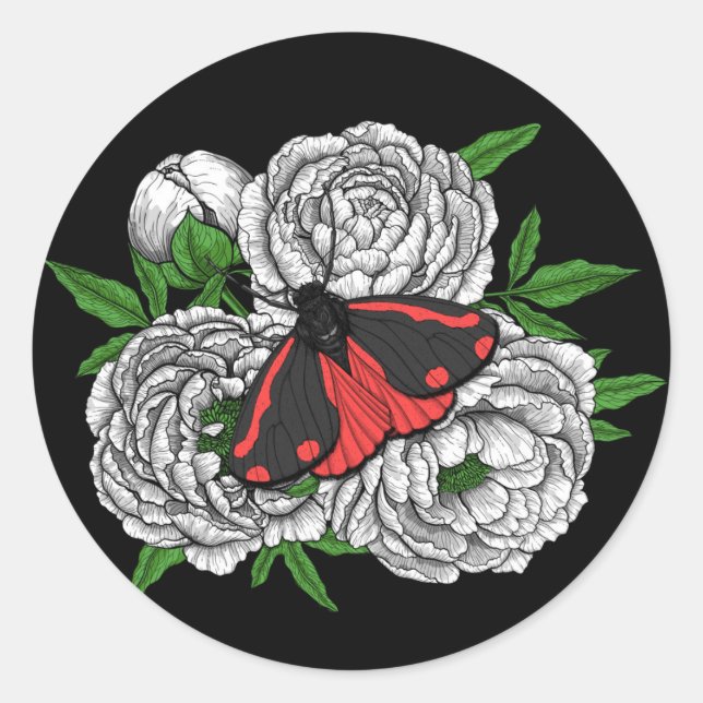 The cinnabar moth classic round sticker (Front)